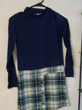 Knitworks Girl's Blue and Green Plaid Dress Size Large (14)